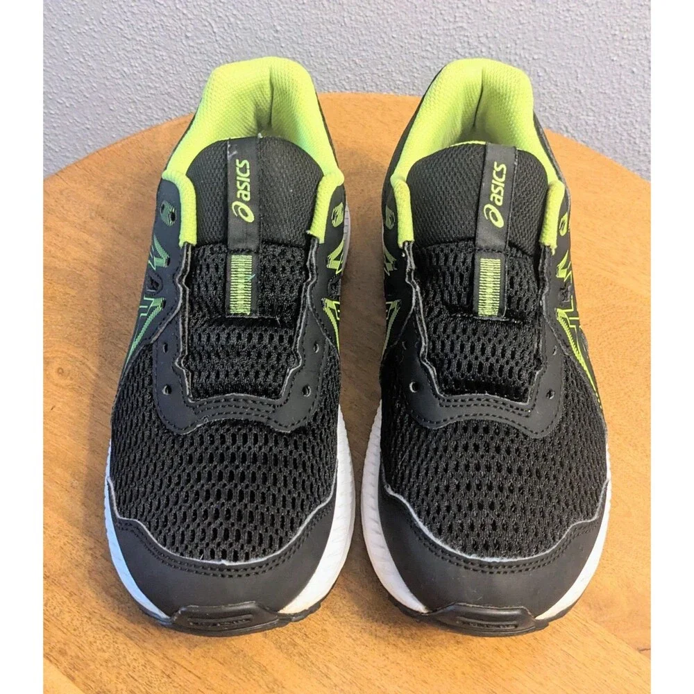 ASICS Contend 7 Kids Youth 5.5  Black Lime Green Sneakers Unisex 1014A192
